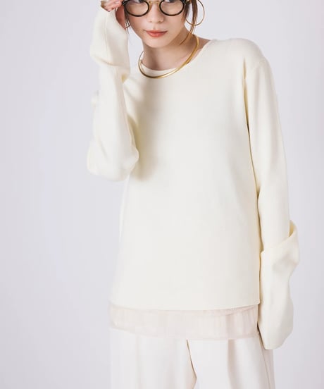 【torrazzo donna（トラッゾドンナ）】フリルパーツ別付きベーシックニット