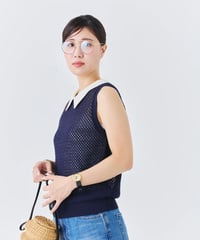 【torrazzo donna（トラッゾドンナ）】衿付きノースリニットトップス
