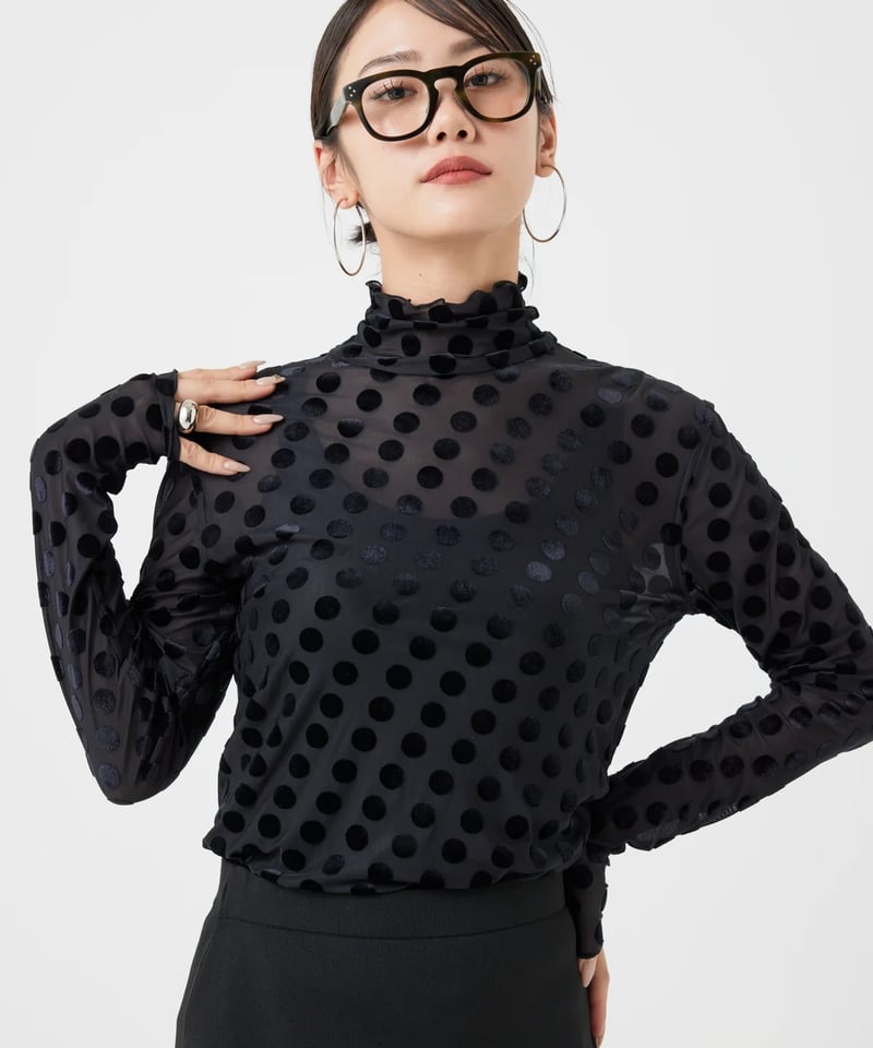 IENA TORRAZZO DONNA ブラウス ドット 長袖 シアー Free torrazzo donna（トラッゾドンナ）】ドットシアートップス | nulla online