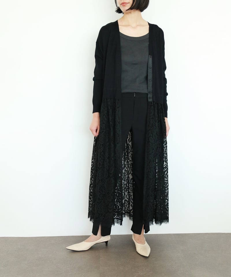 torrazzo donna（トラッゾドンナ）】ニット×レース ロングカーディガン 