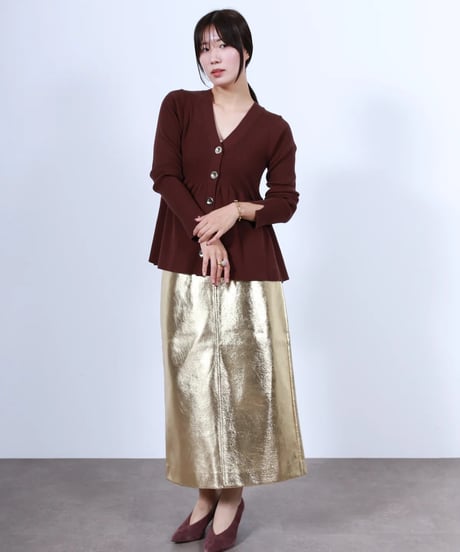【torrazzo donna（トラッゾドンナ）】リブニットフレアカーディガン