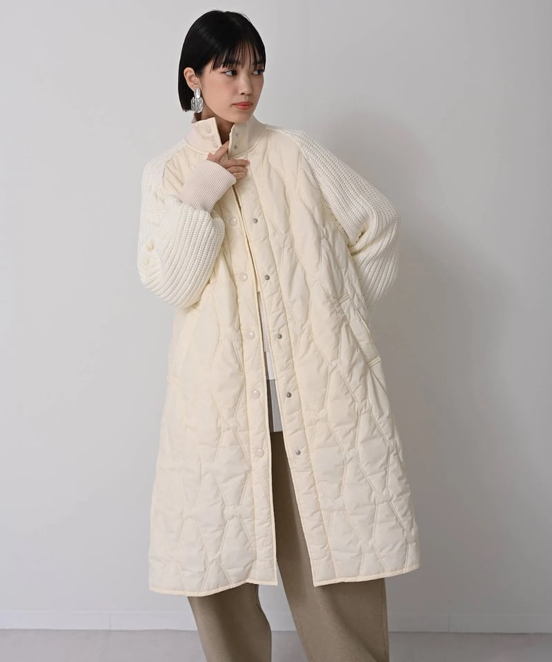 HERENCIA（ヘレンチア）】キルティング×ニット ドッキングコート  
