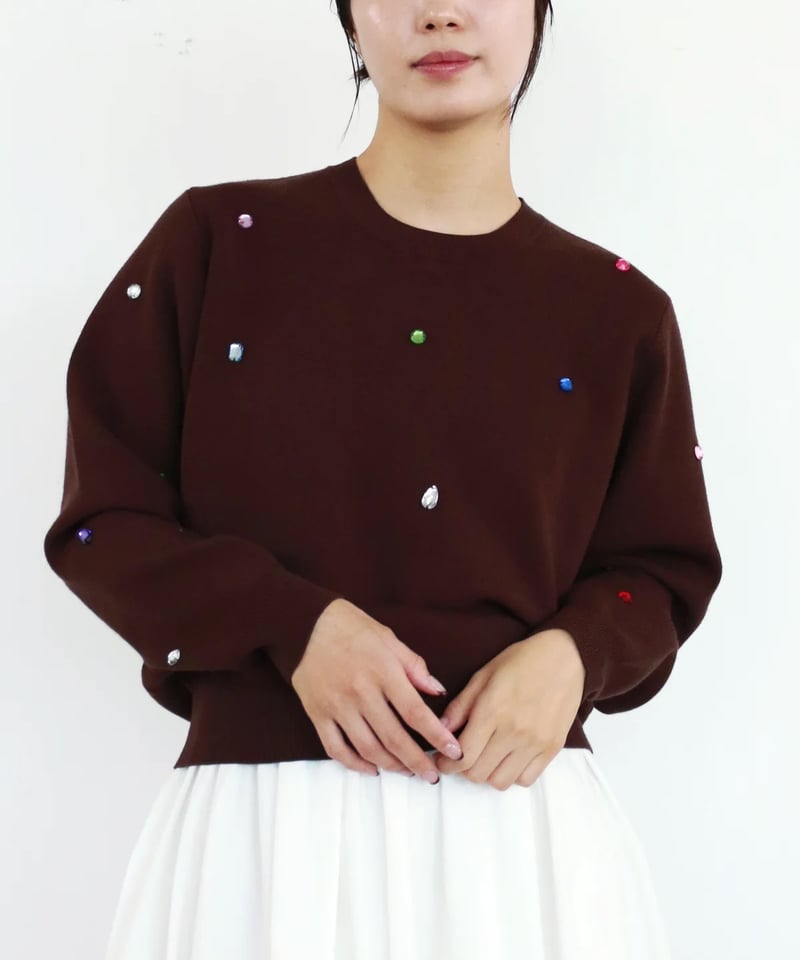 torrazzo donna（トラッゾドンナ）】ジュエリーニットトップス | nulla