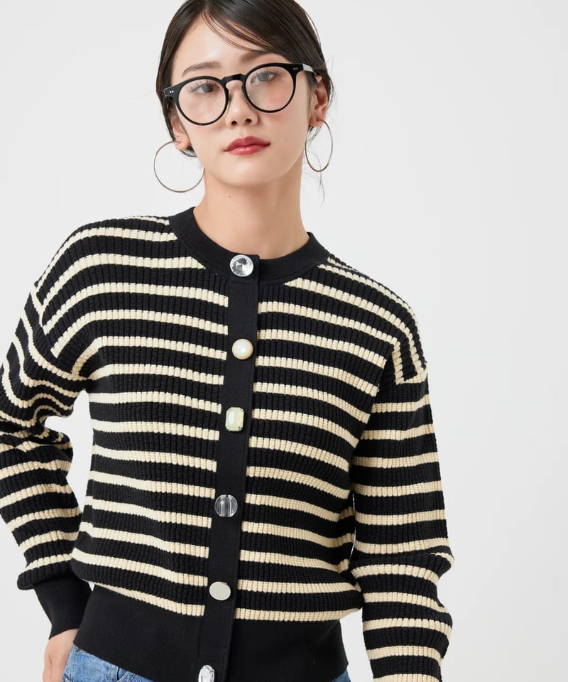 torrazzo donna（トラッゾドンナ）】ワッフル編みビジューカーディガン