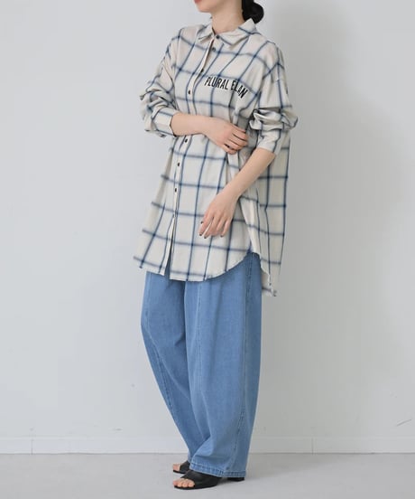 【HERENCIA（ヘレンチア）】ソフトチェック ロングシャツ