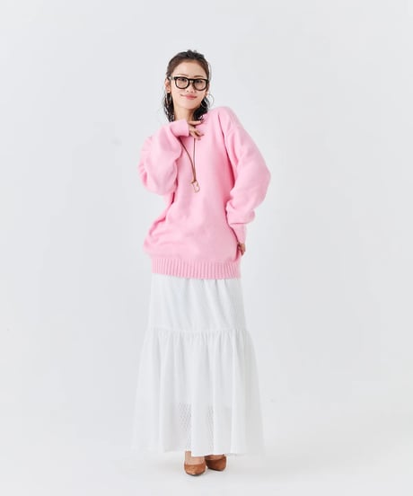 【torrazzo donna（トラッゾドンナ）】ラクーン混ベーシック2WAYネックトップス