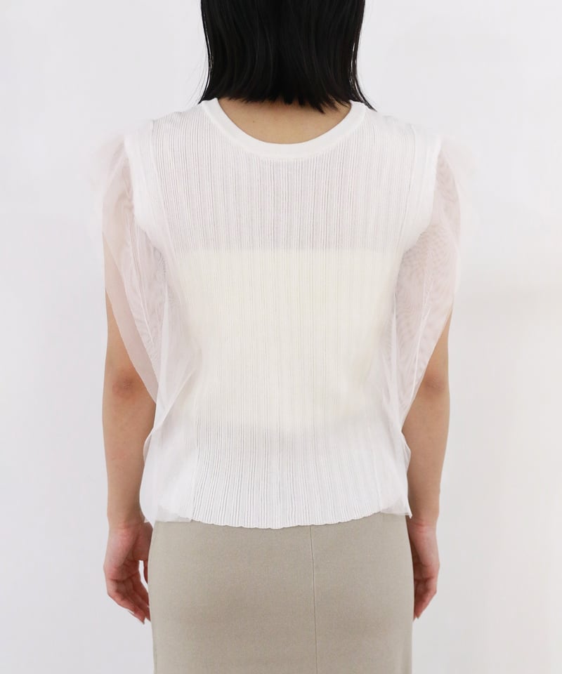 TORRAZZO DONNA フローラルシアーフリルトップス　ホワイト　タグ付き TORRAZZO DONNA [トラッゾドンナ] フローラルパターン 2WAY