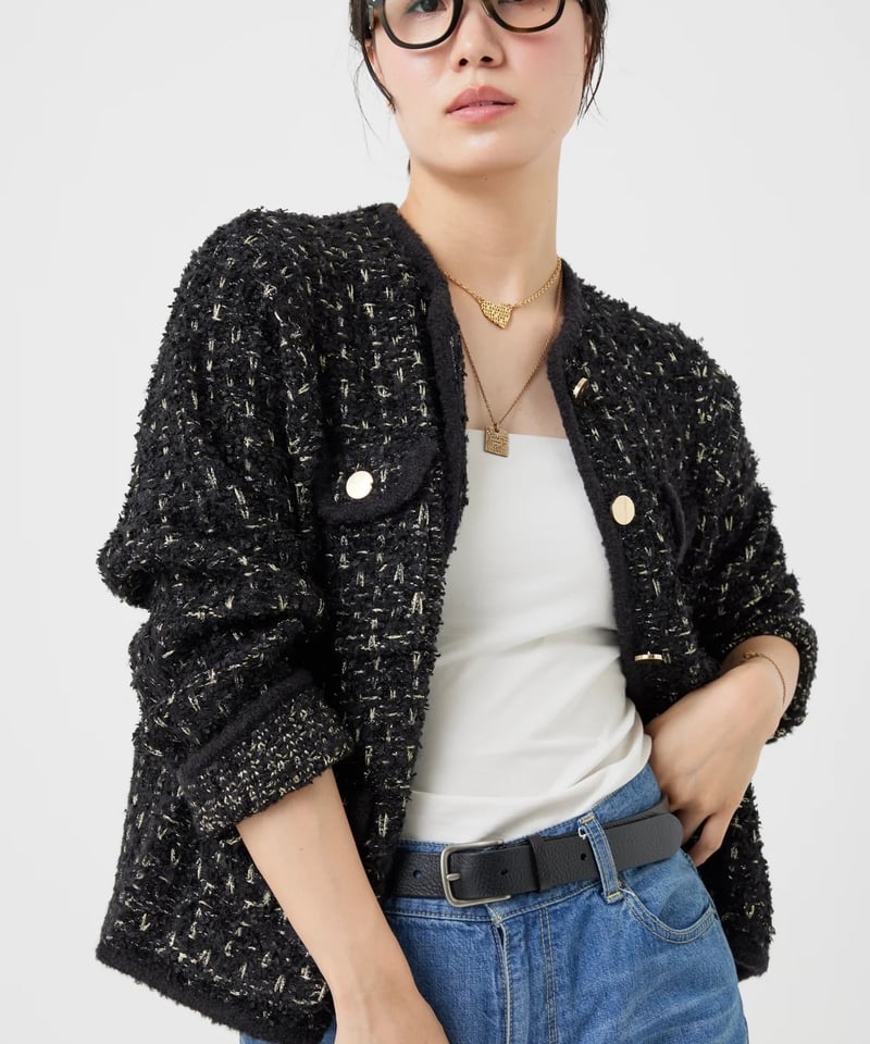 torrazzo donna（トラッゾドンナ）】ツイードニットジャケット | nulla