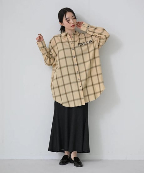 【HERENCIA（ヘレンチア）】ソフトチェック ロングシャツ