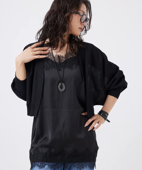 【torrazzo donna（トラッゾドンナ）】レースサテンキャミソール