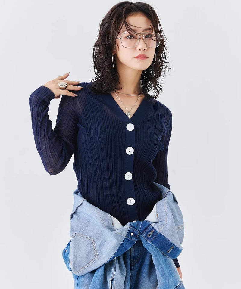 torrazzo donna（トラッゾドンナ）】ランダムリブニットカーディガン