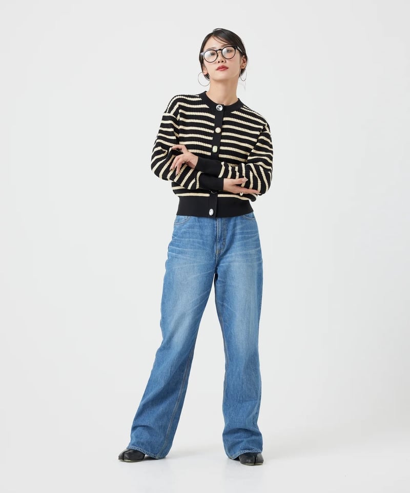 torrazzo donna（トラッゾドンナ）】ワッフル編みビジューカーディガン