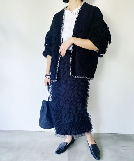 【torrazzo donna （トラッゾドンナ）】メッシュフリル Iラインスカート