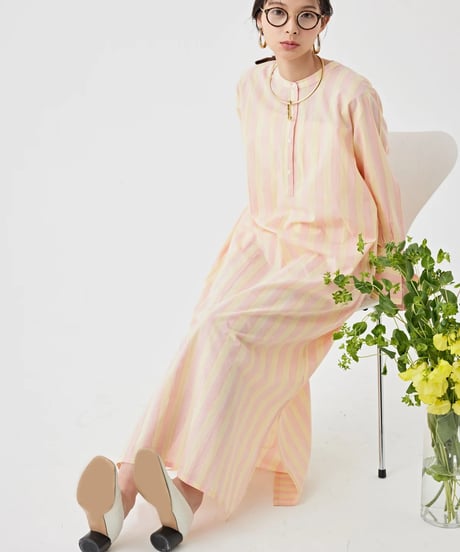 【torrazzo donna（トラッゾドンナ）】ストライプブロックプリントドレス