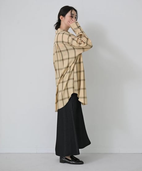 【HERENCIA（ヘレンチア）】ソフトチェック ロングシャツ