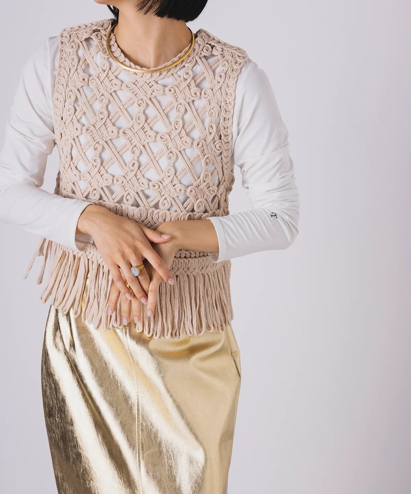 TORRAZZO DONNA グレー ニットベスト TORRAZZO DONNA トラッゾドンナ 6253-302 エコムートン×ボア