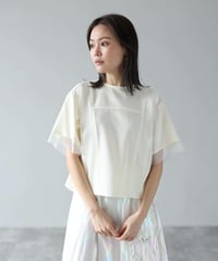 【HERENCIA （ヘレンチア）】切替メッシュ バックオープンブラウス
