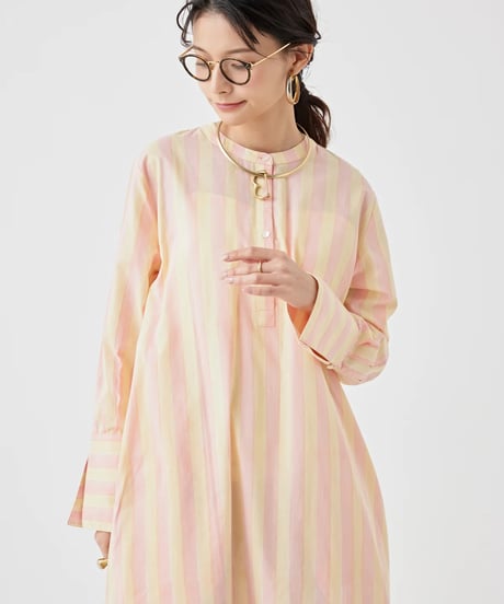 【torrazzo donna（トラッゾドンナ）】ストライプブロックプリントドレス