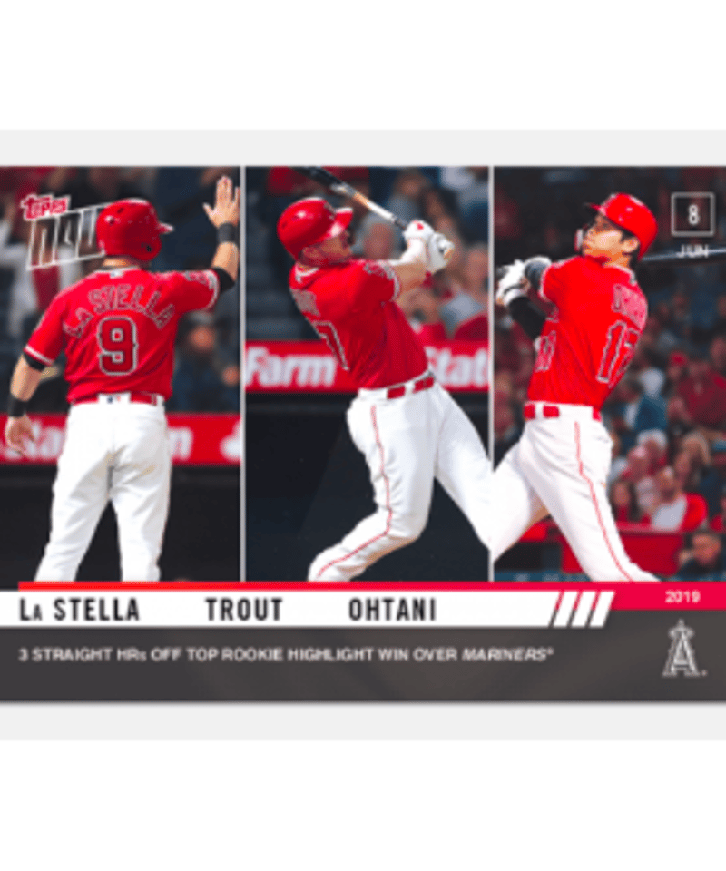 入荷 2019 topps now 大谷翔平 La Stella Trout3者連続ホームラン
