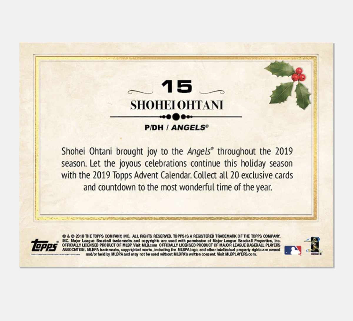 2019 topps advent calendar 大谷翔平 クリスマス | sportsc