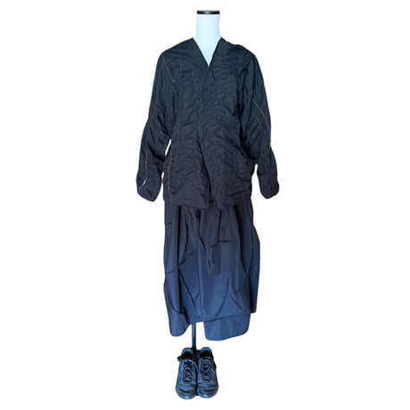 dress grunge long gather skirt (black)
