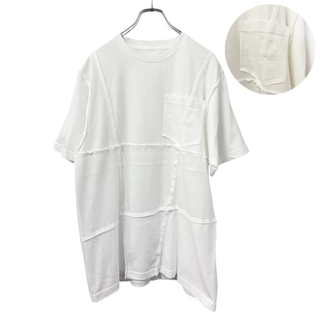 BROKEN PANEL POCKET T-SHIRT  (white)