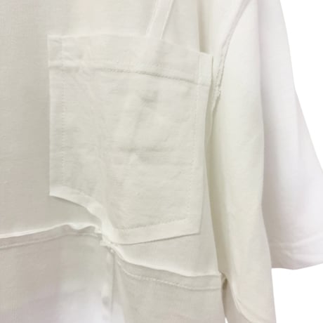 BROKEN PANEL POCKET T-SHIRT  (white)
