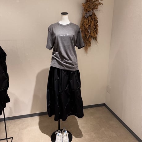Prism grunge long gather skirt (black)