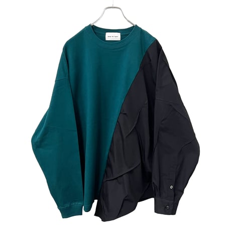 dress grunge half shirt （dark green × black）