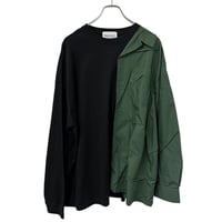 dress grunge docking long shirt（black × khaki）