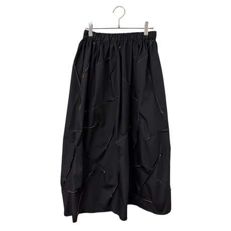 Prism grunge long gather skirt (black)