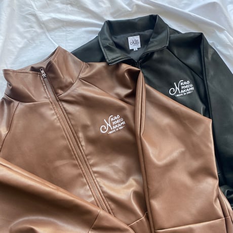 logo leather like jacket