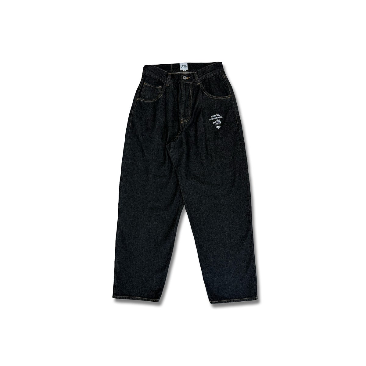 カオヨリナカミConnie denim pants black