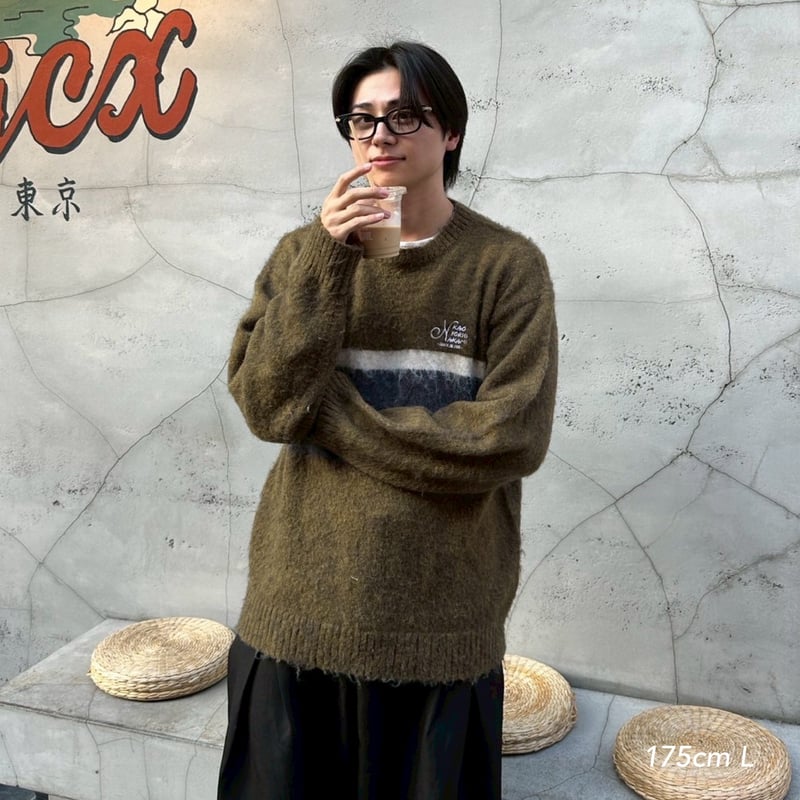 即完売★未開封★kaoyorinakami★カオナカ★ logo knit★L line logo knit | kaoyorinakami
