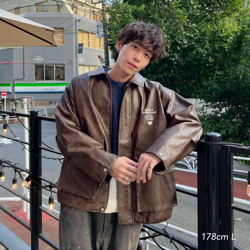 ジャケット・アウター kaoyorinakami logo leather like jacket kaoyorinakami logo leather like jacket
