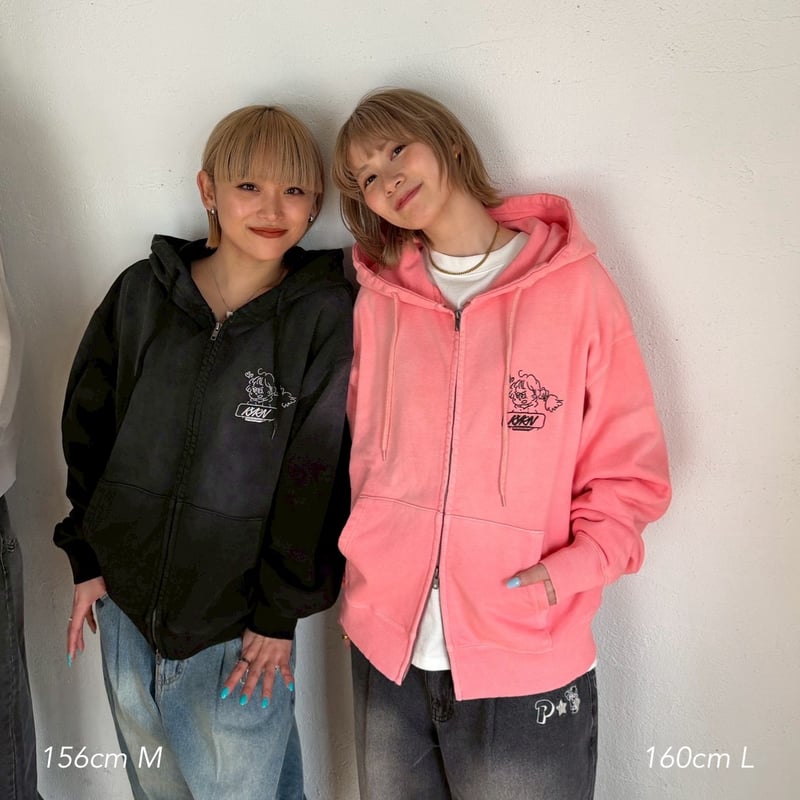 punch girl faded zip hoodie | kaoyorinakami