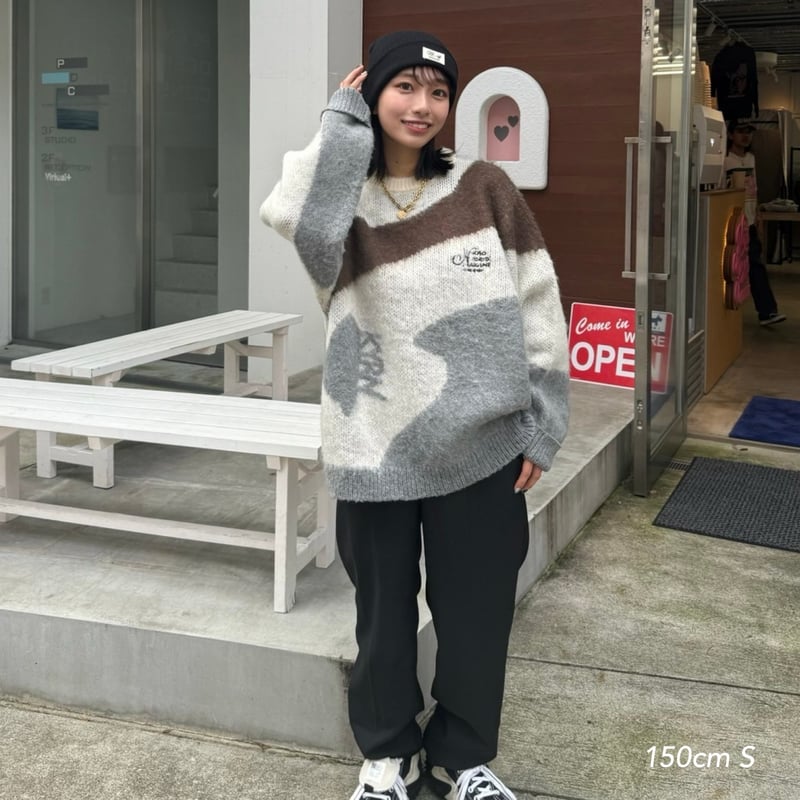 即完売★未開封★kaoyorinakami★カオナカ★ logo knit★L marble logo knit | kaoyorinakami
