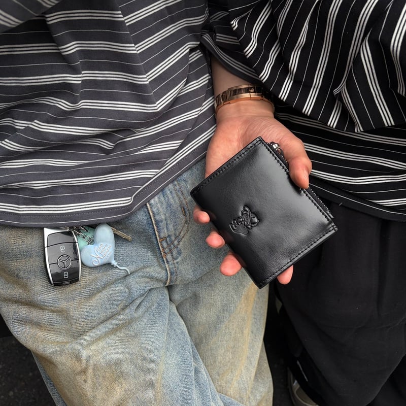 kaoyorinakami leather wallet ブラック punchbaby leather wallet | kaoyorinakami