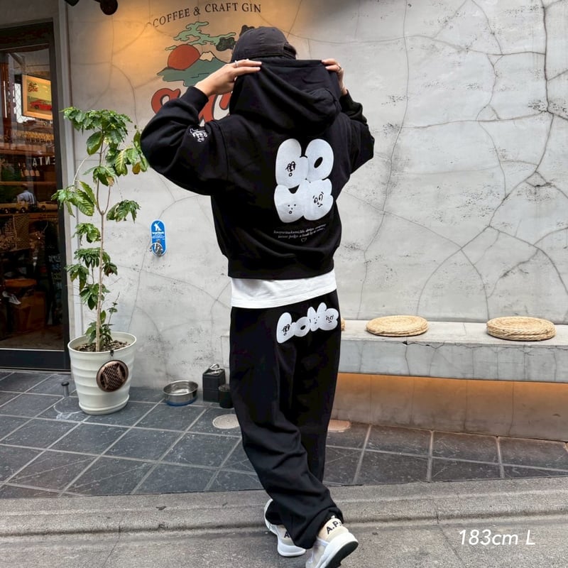 黒地 道中着 ほぼ新品 OUR LOVE zip hoodie | kaoyorinakami