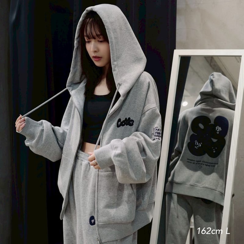 トップス Clairo Charm Anniversary Hoodie (Grey) OUR LOVE zip hoodie | kaoyorinakami