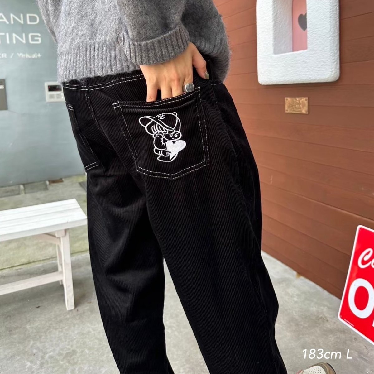 kaoyorinakami corduroy pants ブラック - パンツ