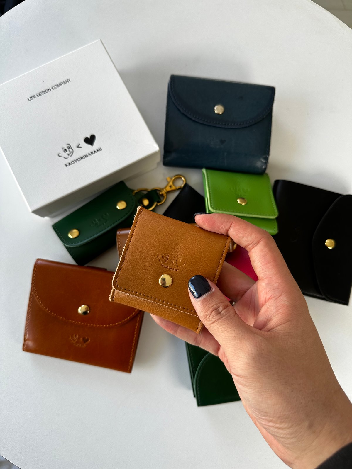 kaoyorinakami leather wallet 財布　グリーン