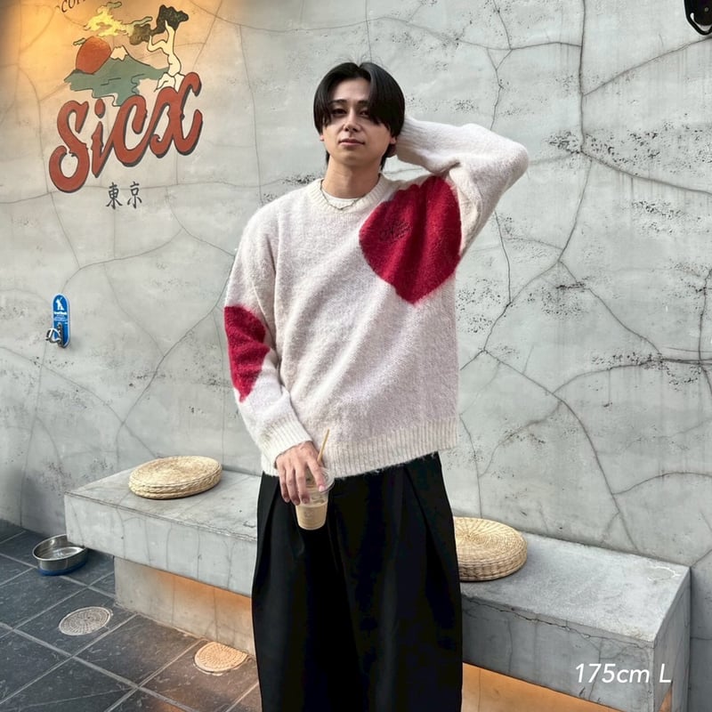 *p(R)ojectR® Heart P knit Lサイズ 【9/2まで限定】 OY ニット セーター 「OY/オーワイ」 HEART STICH DESTOYED KNIT