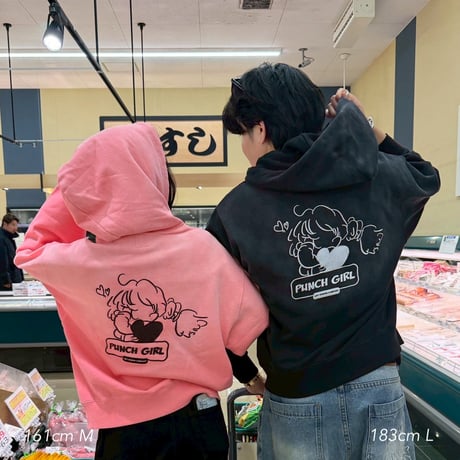 punch girl faded zip hoodie
