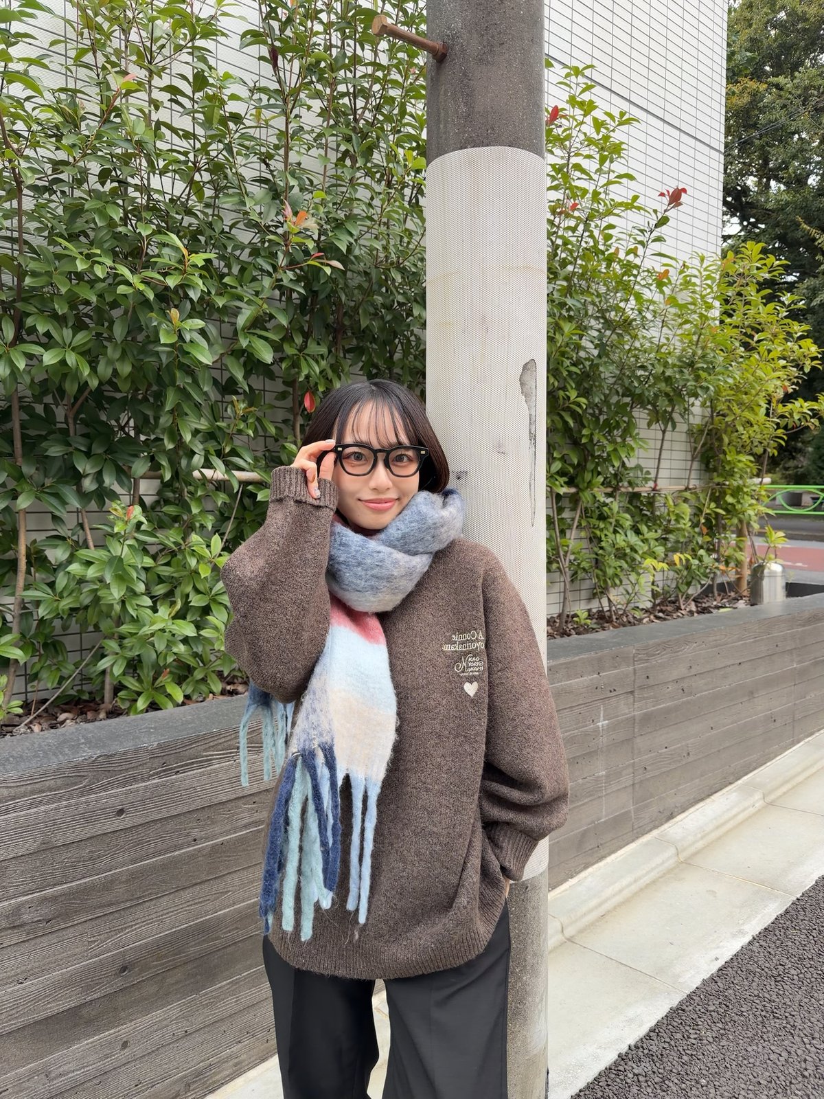 kaoyorinakami カオヨリナカミ check scarf ブラウン check scarf | kaoyorinakami