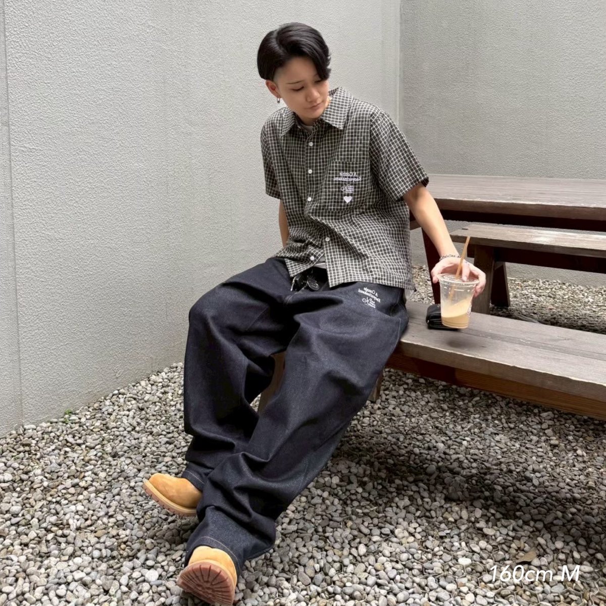 カオヨリナカミConnie denim pants black