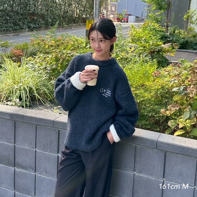 BRIEFING 新品　CL WS SHAGGY LOGO KNIT ネイビー logo knit | kaoyorinakami