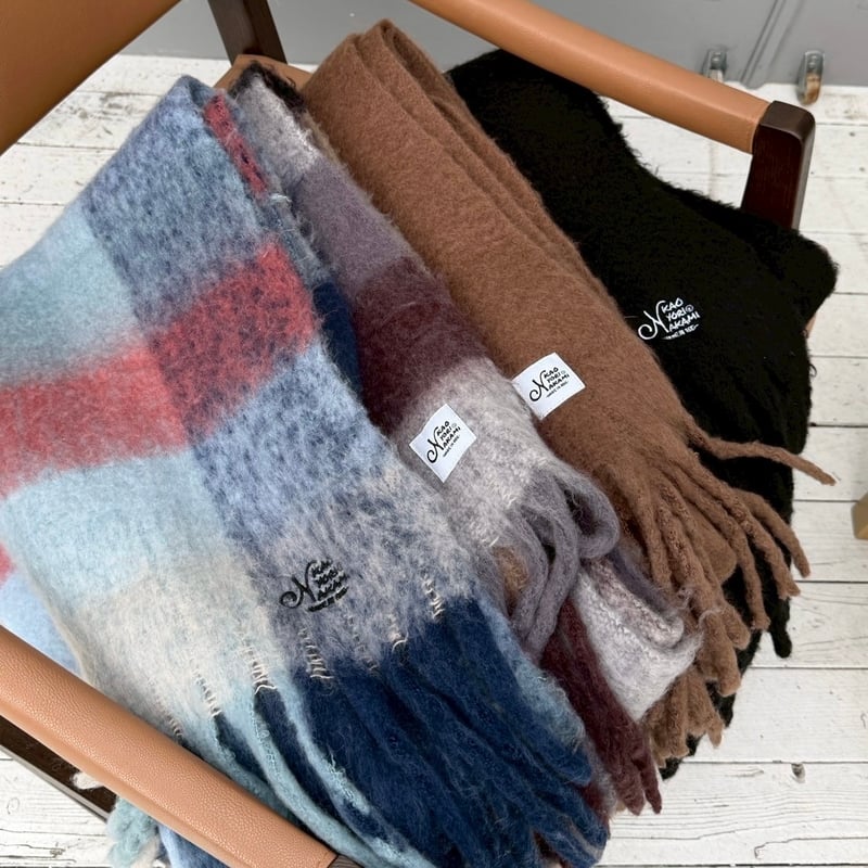 kaoyorinakami カオヨリナカミ check scarf ブラウン check scarf | kaoyorinakami