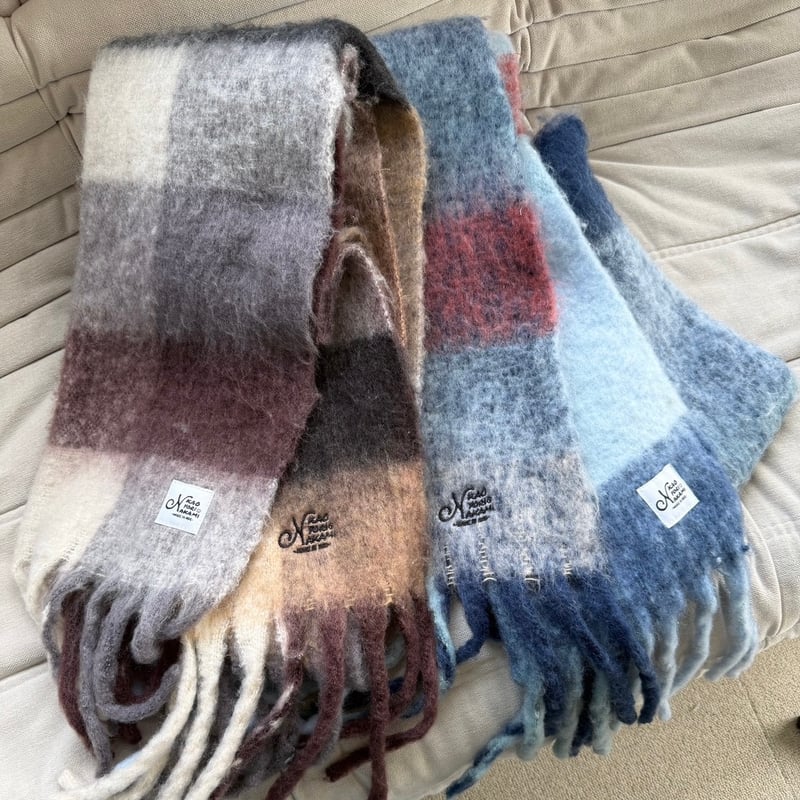 kaoyorinakami カオヨリナカミ check scarf ブラウン kaoyorinakami カオヨリナカミ check scarf ブラウン