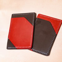 2ポケットパスケース（ペア） Red×Brown